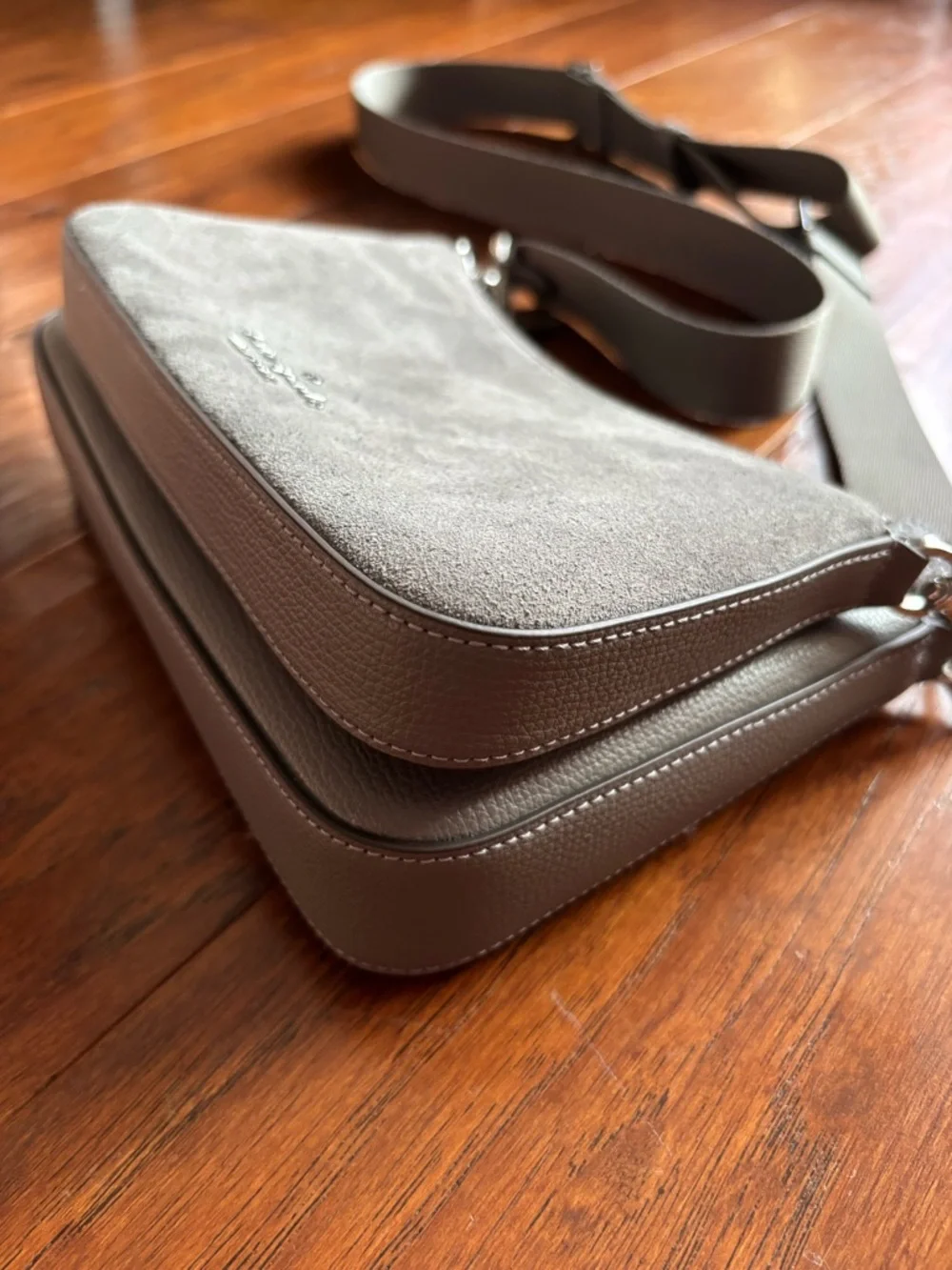 Kate Spade Duet Suede Small Crossbody | Hare Grey | Style KM147